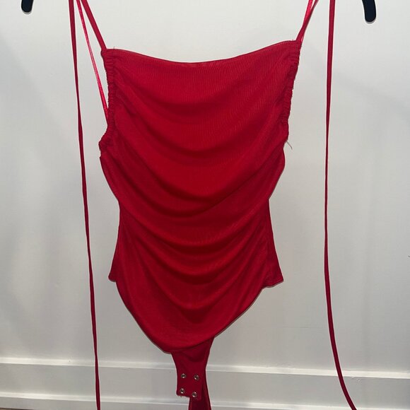 Brand New Crimson Red Garage Ruched Bodysuit - NWT! - Picture 3 of 5